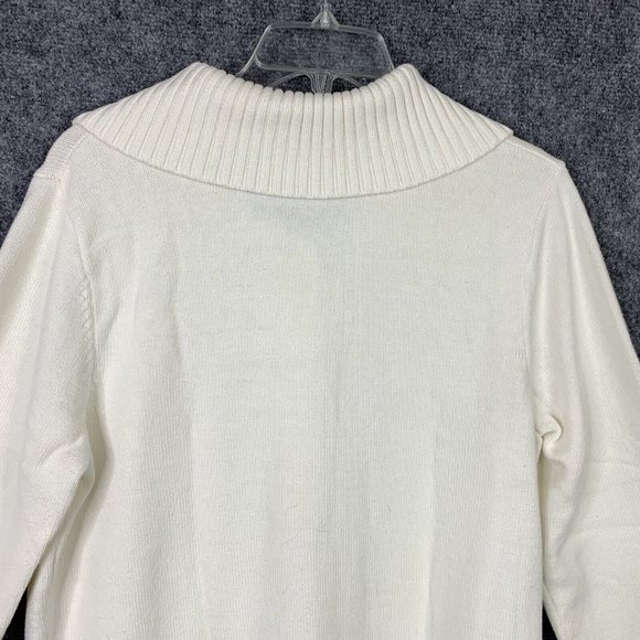 Jones New York Pull Over Bulk Knit Sweater 1/4 Button Collar Women 1X White - Picture 8 of 12